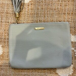 GiGi New York Light Gray Leather Wristlet with Tassel